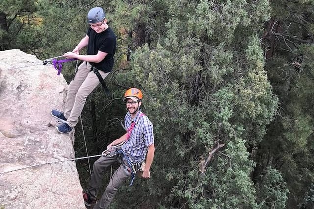 Rappelling side by side our friendly and knowledgable staff.